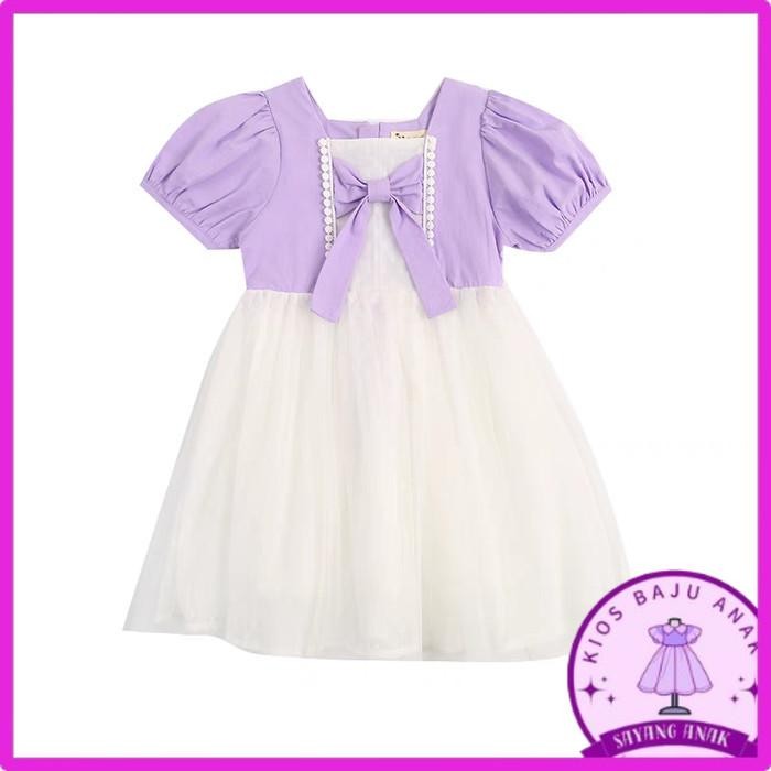 1-4 Tahun | Dress Korea Style Ryu Mi -  Dres Anak Perempuan Gaun Cewek - Lilac, 4 Tahun