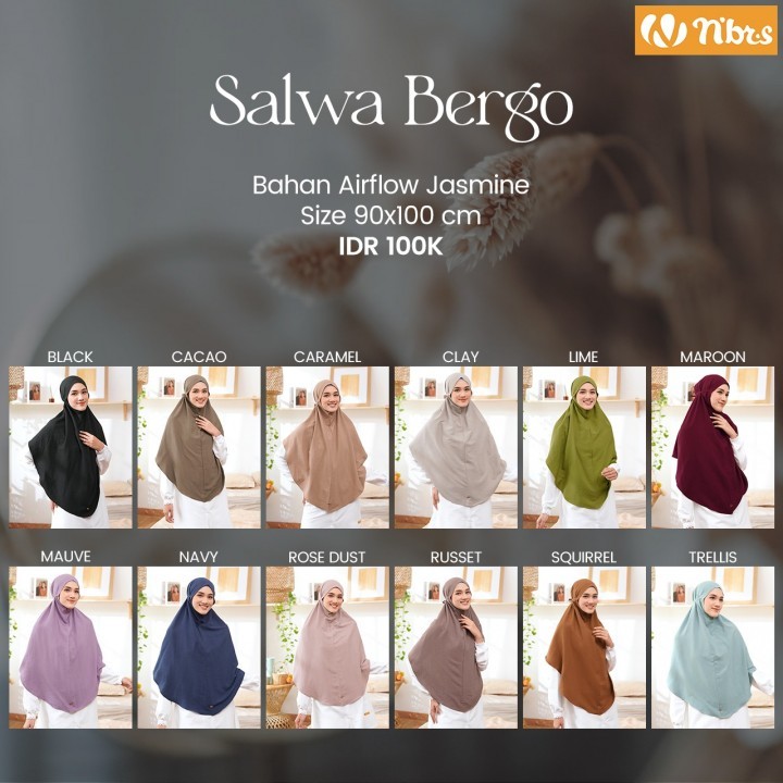 Salwa Bergo Hijab Instan Langsung Pakai by Nibras | Bergo Nibras Polos Terbaru | Bergo Hitam | Hijab