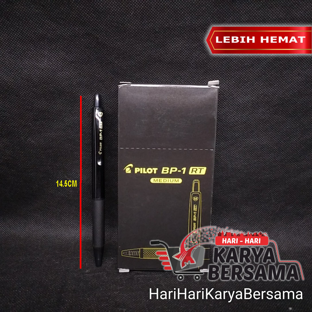 

PILOT BALL POINT PULPEN MEDIUM BP-1RT BLACK PER-BOX ISI 12'S