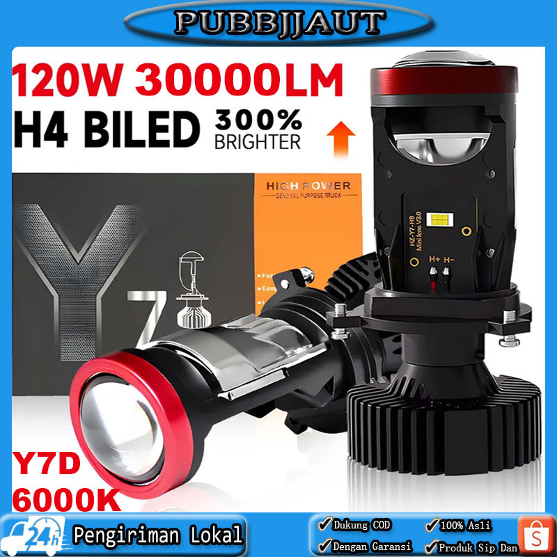 2PCS Y7D Mini Projector H4 Lampu LED Projector Super Bright Lampu Biled H4 Mobil Y8D Y6D Cut Off Hig