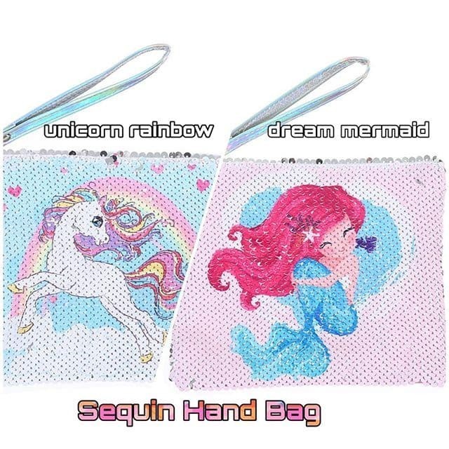 

milanberry SEQUIN HAND BAG TEMPAT PENSIL TAS HANDPHONE TAS HP TANGAN - Mermaid Pink