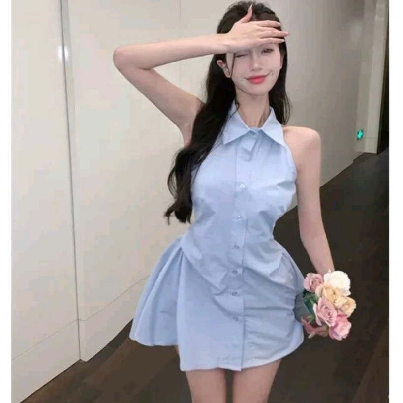 Gaun Panjang Bahu Terbuka Model Korea Dress - Inspirasi Remaja