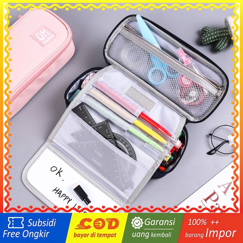 

TXS14 Korean Pen Pencil Case Polos OK Brand Jinjing Kotak Tempat Pensil Box MKT
