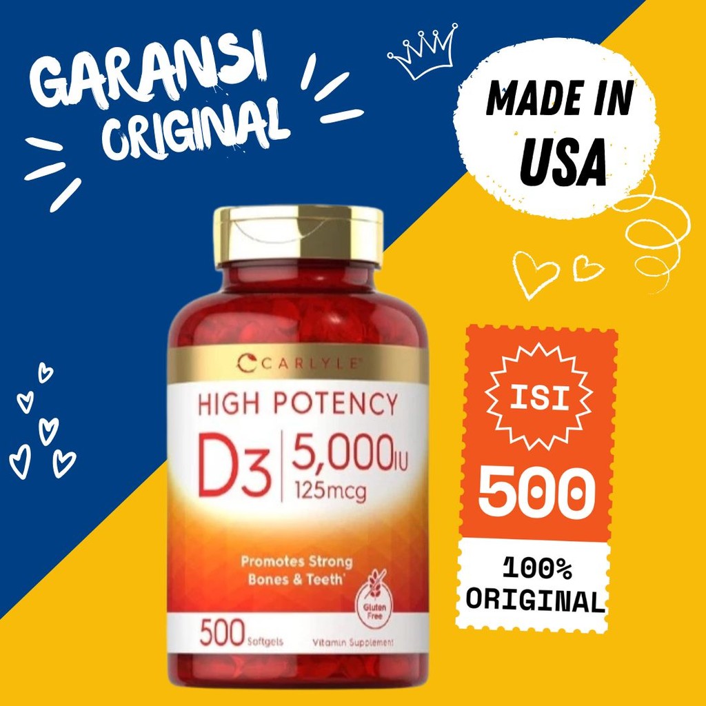 Original Carlyle High Potency D3 5000iu 5000 IU 500 softgels vitamin D3 ori usa