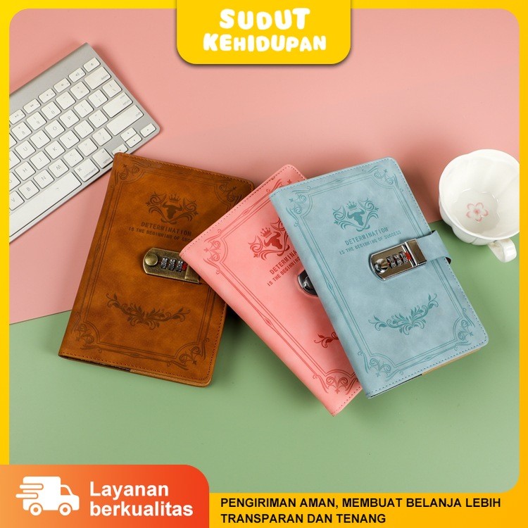 

Buku Catatan dengan Kunci Password Buku Diary Rahasia Notebook Multifungsi Anti Spy