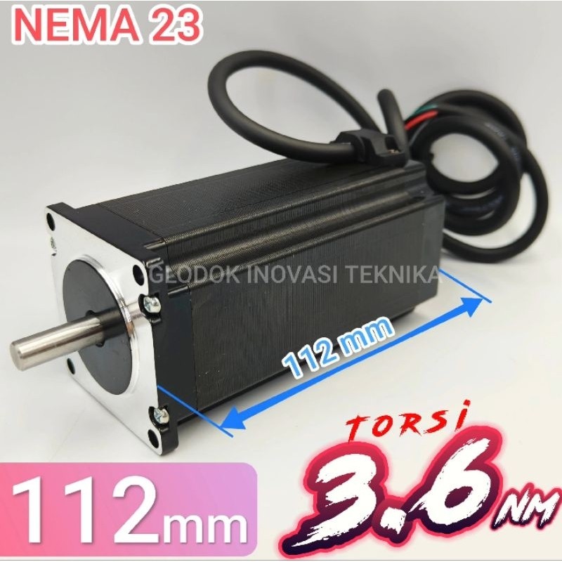 Motor Stepper 57 Steper NEMA 23 NEMA23 CNC Router 2 Phase Bipolar - Extra Long 112mm
