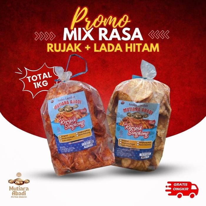 

Promo Mix Rasa Kripik Singkong Bumbu Rujak + Lada Hitam Total 1KG - Mutiara Abadi Snack
