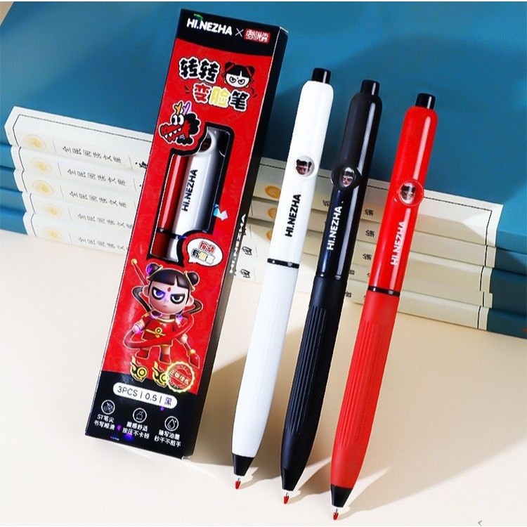 

davedesign #ST182 (1 BOX ISI 3 PCS) PENA MEKANIK PREMIUM KARAKTER NEZHA MUKA BISA BERUBAH PULPEN CETEK TINTA HITAM TIP ST 0.5MM BOLPOIN ANAK SEKOLAH SD SMP SMK ALAT TULIS KANTOR UNIK IMPORT