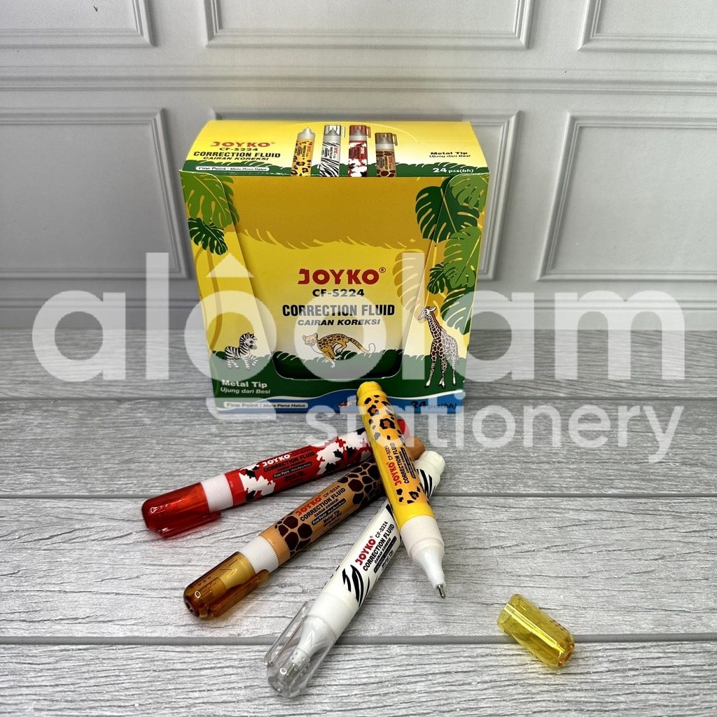 

SATU PACK ( 24 PCS ) Tip-Ex Cairan Koreksi Stipo Cair Animal Jokyo Cf-S224 Lengkap