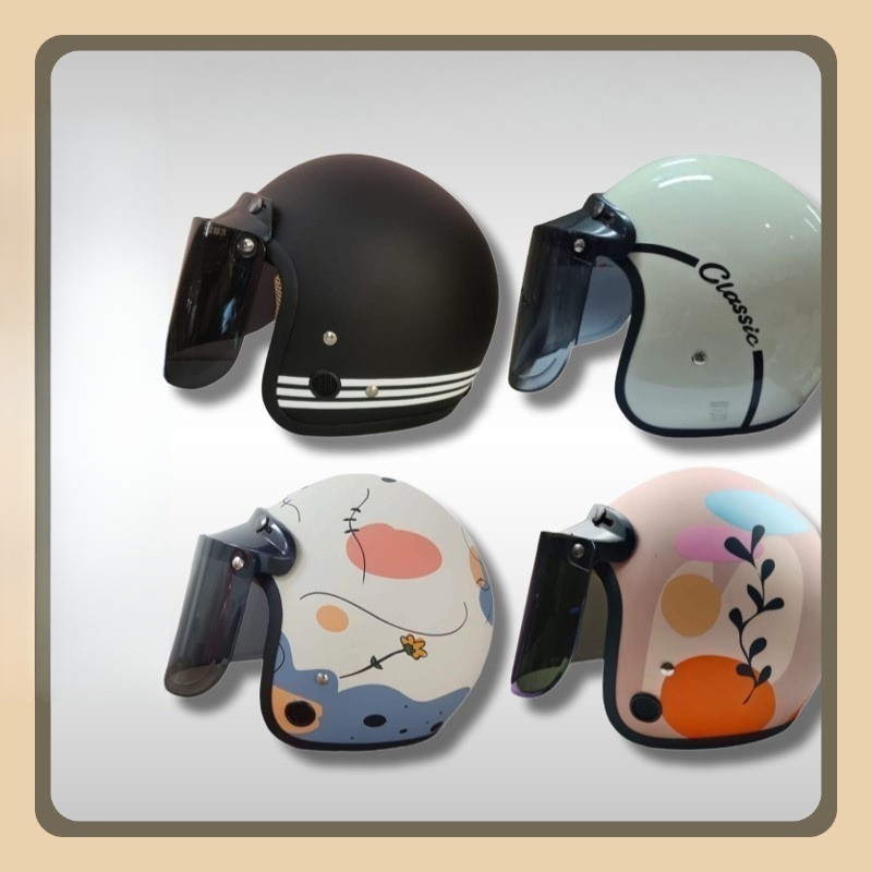 Helm Bogo Retro Motif ANT + Kaca Helm