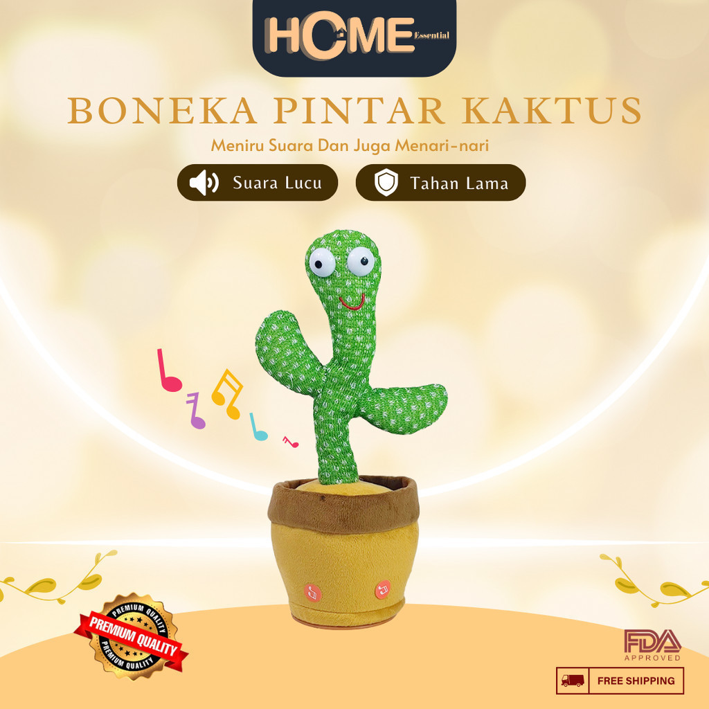 (HE) Home Essential Cactus Toy Boneka Pintar Kaktus Dancing Cactus LED ORIGINAL