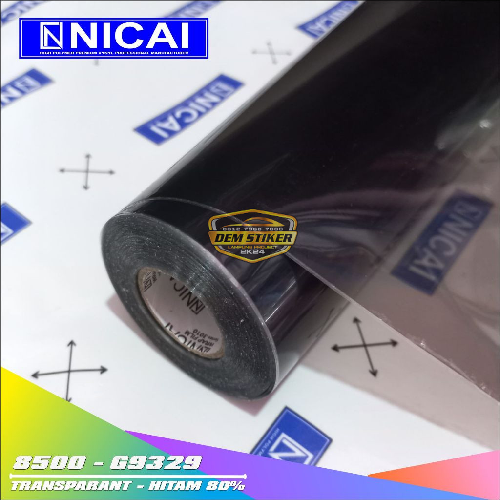 NICAI VPF Transparan 3 Layer Scotlite Lampu Motor Transparan Hitam 80%