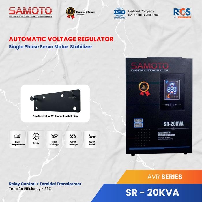Digital Stabilizer Samoto Stavol Listrik Single Phase 20000VA AVR Relay Type 20KVA - SR20000VA