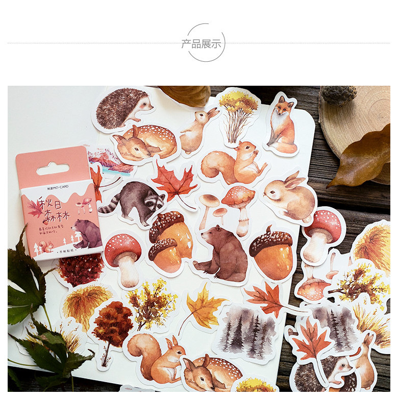 

Mohamm Box Journal Japanese Paper Fall Squirrel Stationary Small Travel Diary Stickers Scrapbooking Flakes