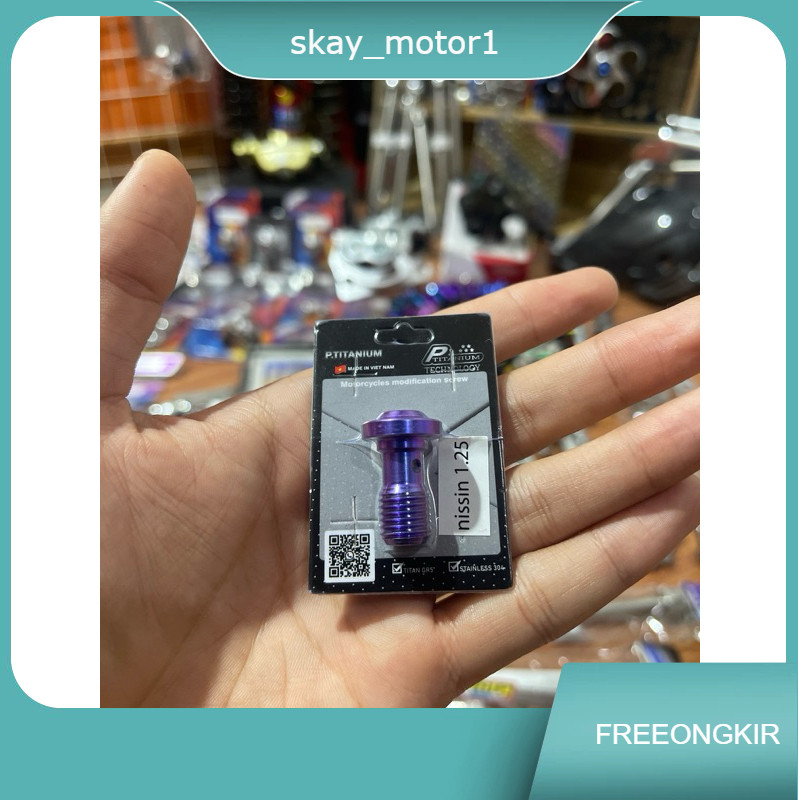 Baut kaliper baut banjo titanium drat kasar warna bluepurple original titanium