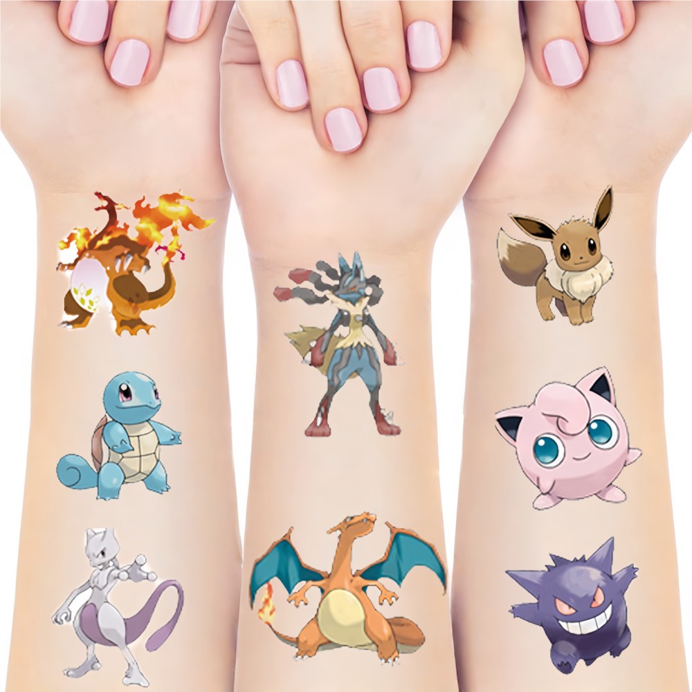 

20PCS Anime Pokemon Tattoo Stickers Cute ildren Cartoon arizard Temporary Waterproof Tattoos Sticker Pack Kids Girl Gift Toy