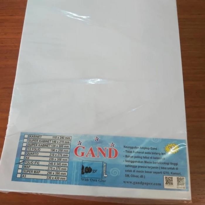 

amplop putih F4 folio seal/lem 100gram ( pak 100 lembar)