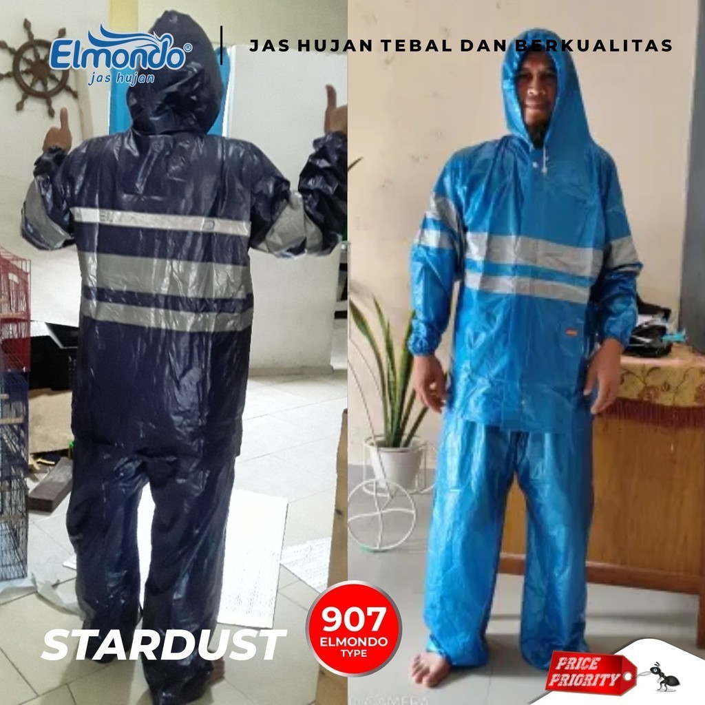 Jas Hujan ELMONDO 907 Tebal Karet Awet Jaket Celana
