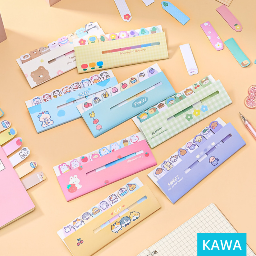 

KAWA Sticky Notes Lucu 8 in 1 Isi 120 Lembar Penanda Halaman Memo Pembatas Buku Motif Karakter Character Kartun Aesthetic Estetik Full Color Berwarna Stick Note MO