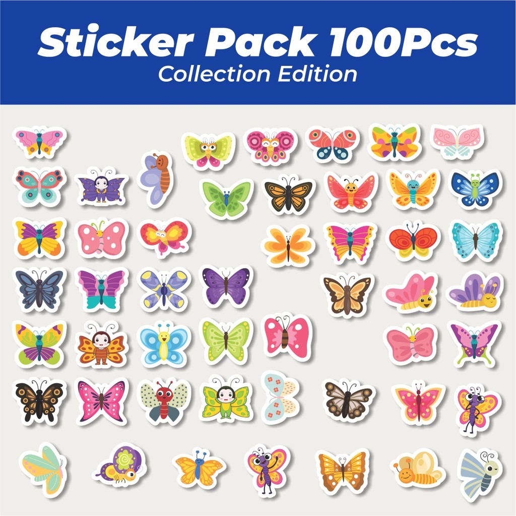 

Hot Kupu kupu Lucu Anti Air Stikers Berperekat Waterproof Sticker Decal Buat Motor Helm Buku Journal Koper Casing HP Laptop Botol Minum