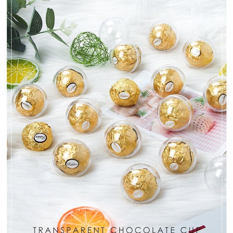 

(PACK 100 PCS) Bungkus Box Coklat Ferrero Rocher Bola Akrilik Bulat Transparant ISI 100 PCS