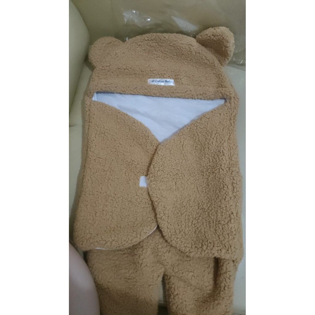 Selimut Custom Nama Label Bordir Jahit Selimut Bulu Bedong Bayi Kelinci Beruang Tebal Premium Warm B