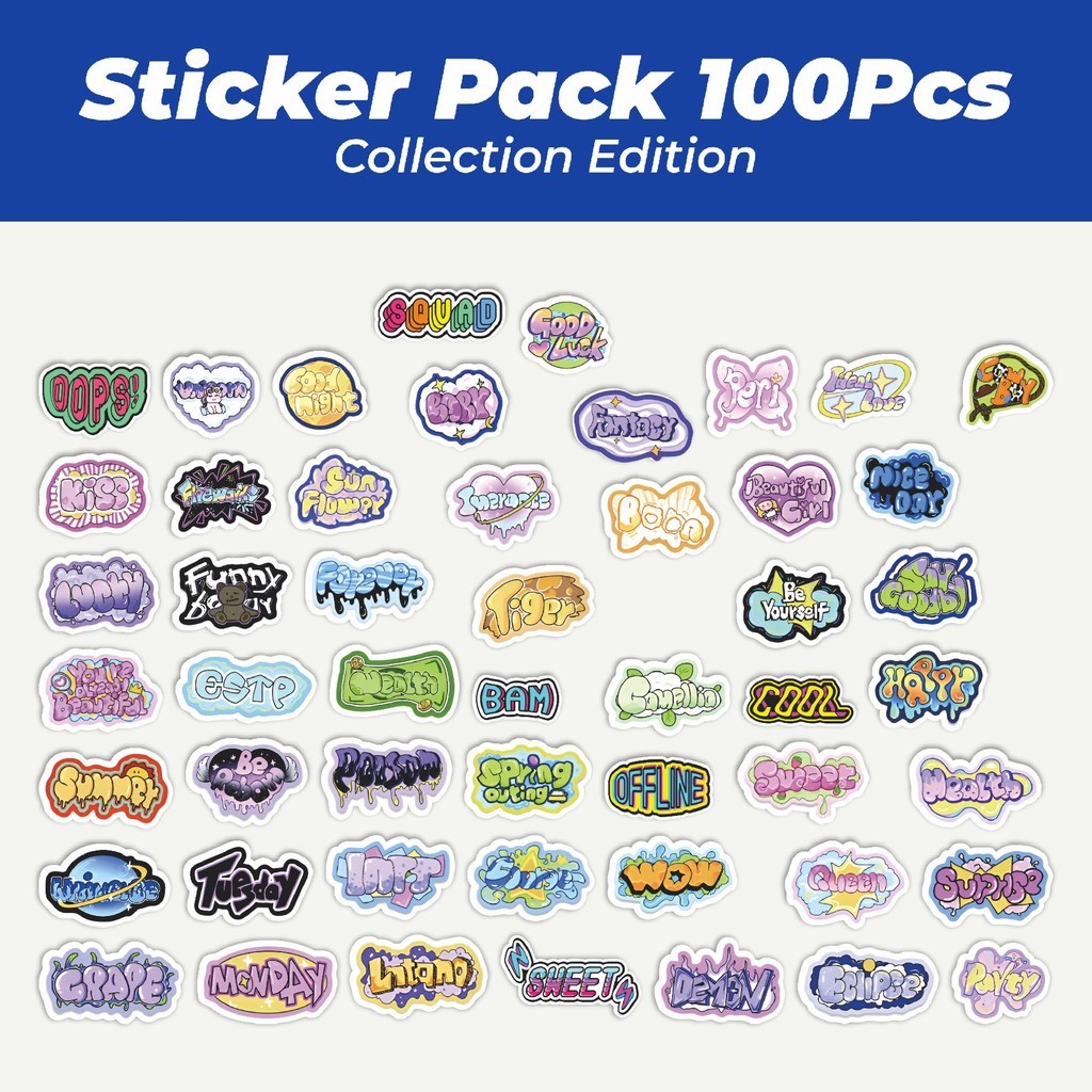 

Hot Stiker Cartoon Graffiti Text [Teks Grafiti Kartun] Lucu Anti Air Stikers Berperekat Waterproof Sticker Decal Buat Motor Helm Buku Journal Koper Casing HP Laptop Botol Minum