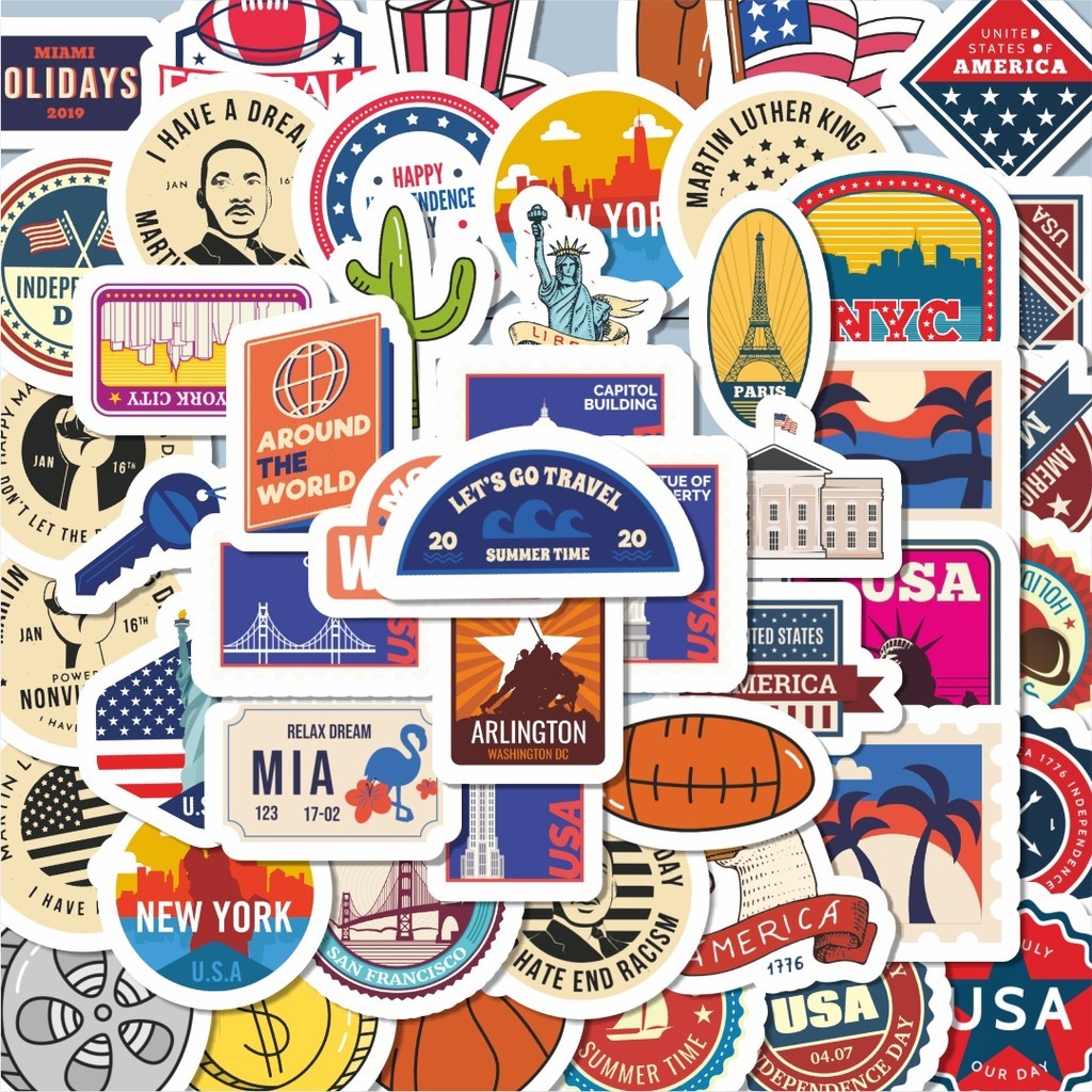 

100PCS Lucu Sticker American Retro Sticker Stiker Aesthetic Stiker Anti Air Stikers Berperekat Waterproof sticker decal buat Motor Helm Buku Journal Koper Casing HP Laptop Botol Minum Hadiah anak