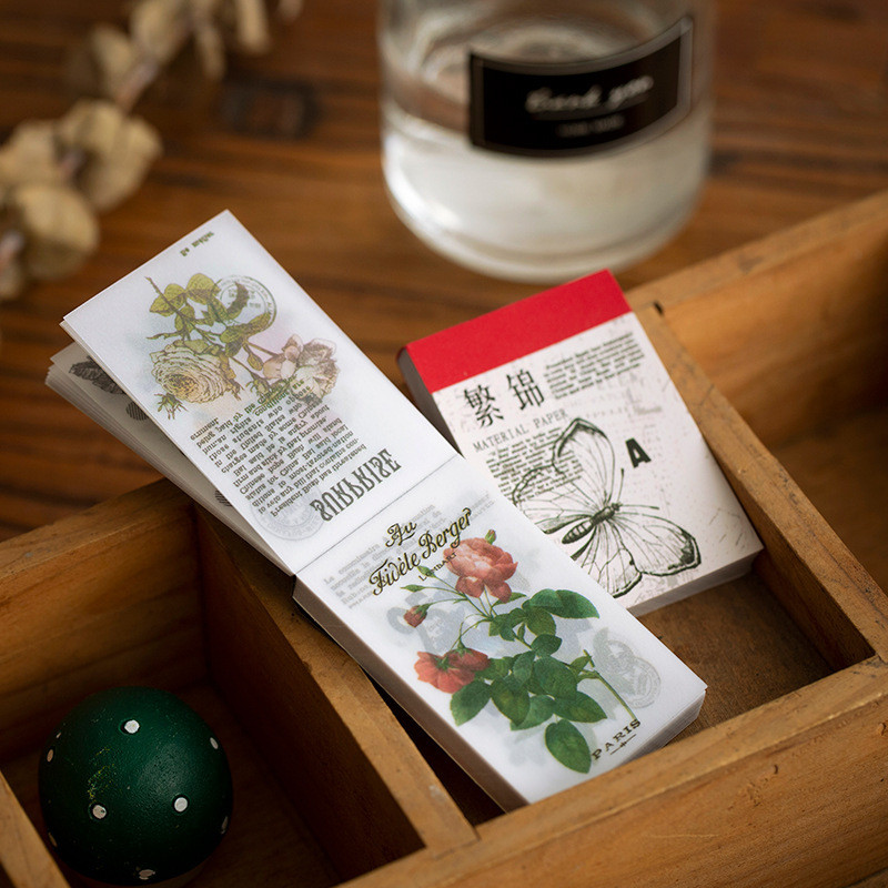 

50pcs/lot Memo Pads Material Paper Simulation book pages Junk Journal Scrapbooking Cards Retro Background Decoration Paper