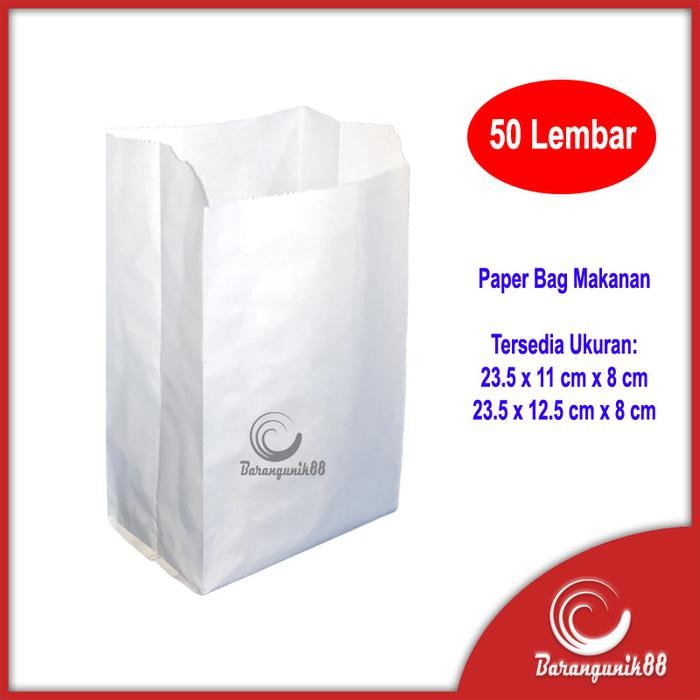 

Promo Kantong Kertas Paper Bag Makanan Anti Minyak Paperbag White 23.5x11x8c - Putih, 23.5x11x8cm terlaris
