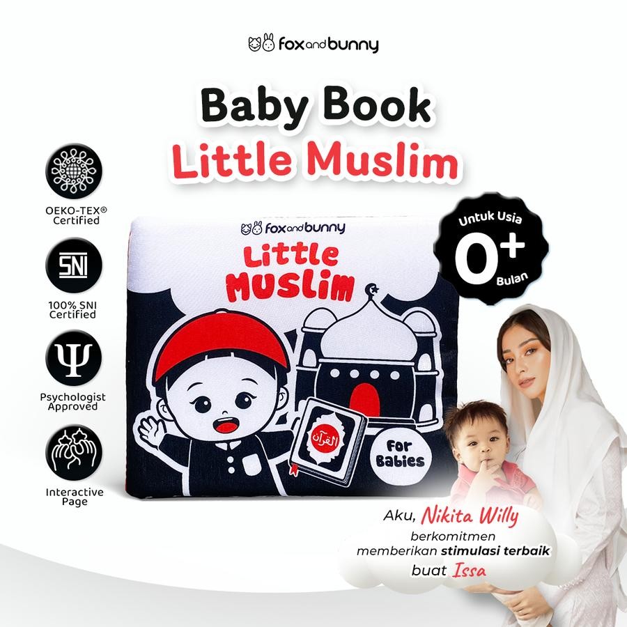 Fox and Bunny - Contrast Baby Book Little Muslim Series | Soft Book Buku Bayi 0+ Bulan Edukasi | Buk