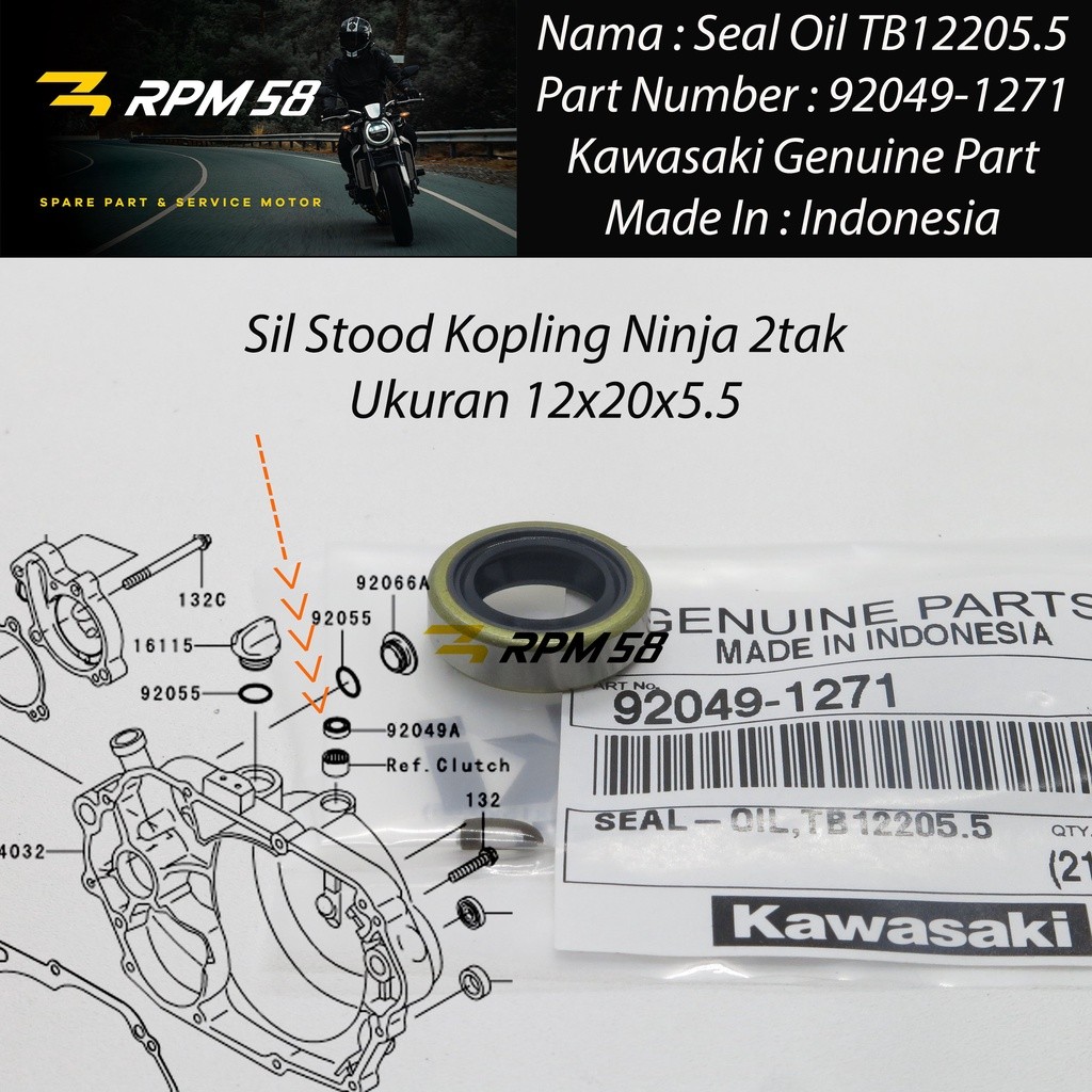 Sil Stood Stut Kopling Kawasaki Ninja 2tak ORIGINAL 92049-1271