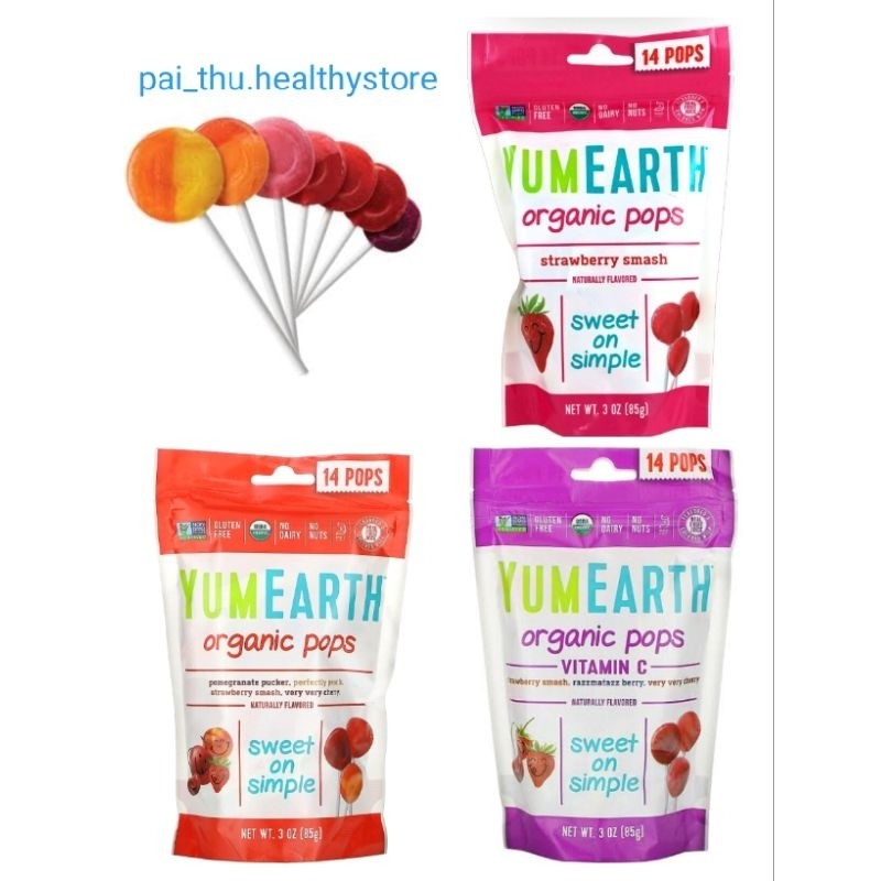

YUMEARTH Lollipop- Yum Earth Lolipop Organic, Vitamin C- Permen Anak Organik lolipop @14pops/pack