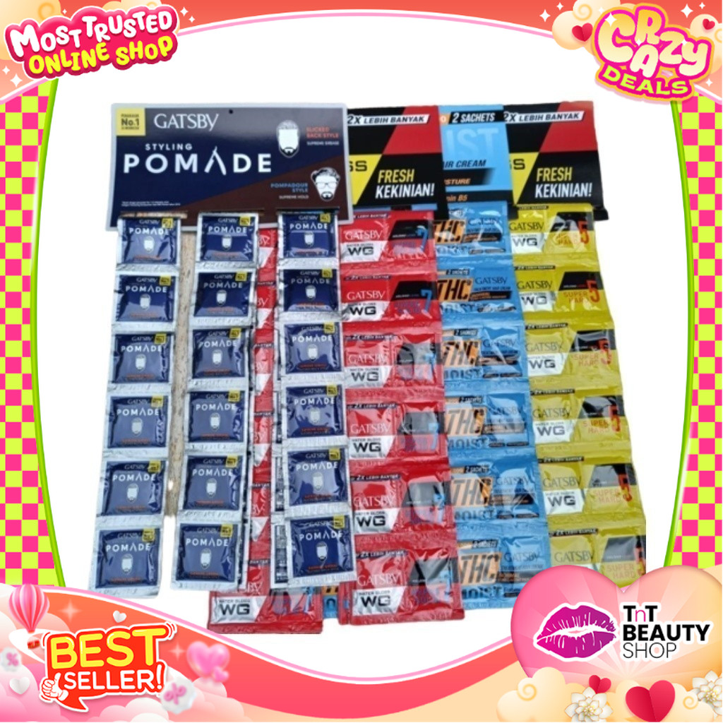 Gatsby Sachet Series Styling Pomade Gatsby Treatment Hair Cream Renceng isi 24 Sachet | TnT Beauty S