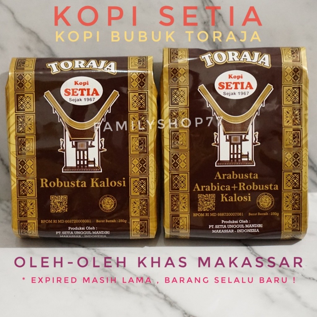 

Kopi Toraja Kopi Setia 250gram -Kopi Bubuk - Kopi Robusta Kalosi Kopi Arabusta Kopi Arabica Oleh Oleh Khas Makassar Toraja