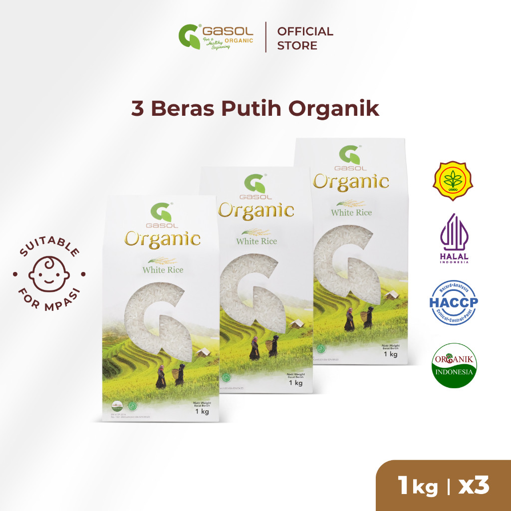 

Gasol Beras Putih Organik 1kg x 3