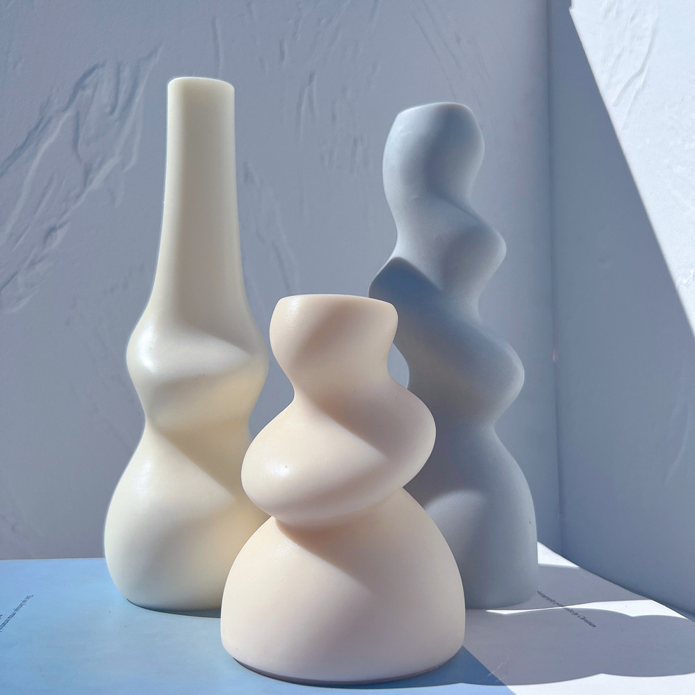 

3 Designs Bubbly Candle Mold Irregular Swirl Pillar Soy Wax Mold Sculptural Cylindrical Silicone Mould Home Decor