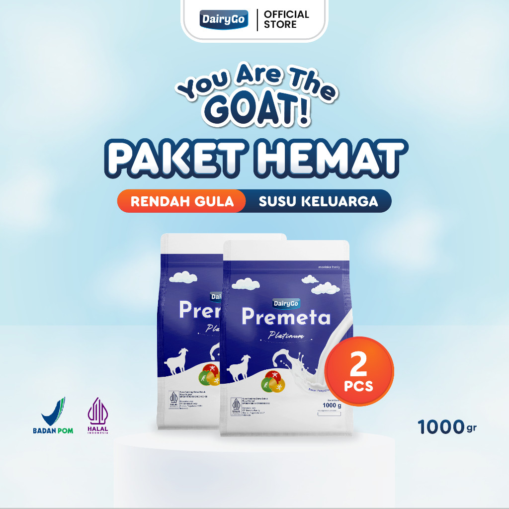

Susu Kambing Etawa Bubuk 1kg Untuk Tumbuh Kembang Anak - Platinum - DairyGo Premium - Paket 2x