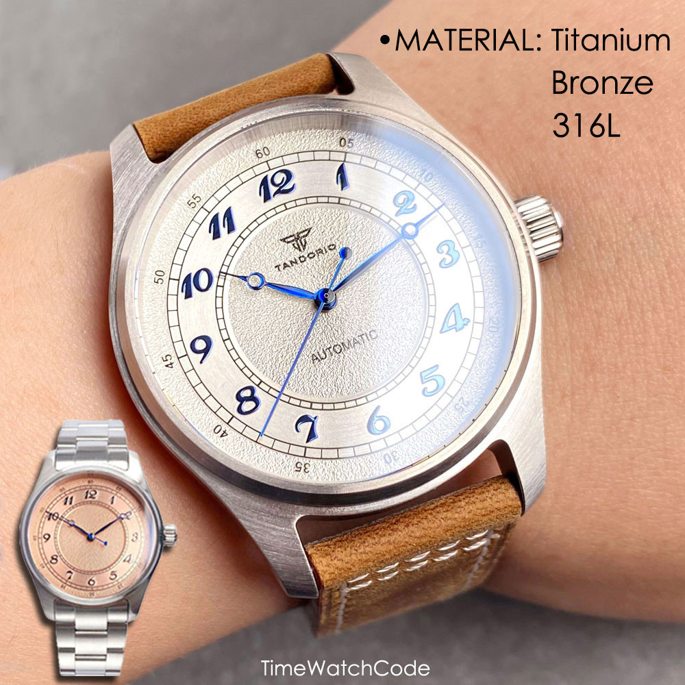 Jam Tangan Pria Tandorio NH35A Jam Tangan Pilot untuk Pria PT5000 Gerakan Mekanis Otomatis Kristal S