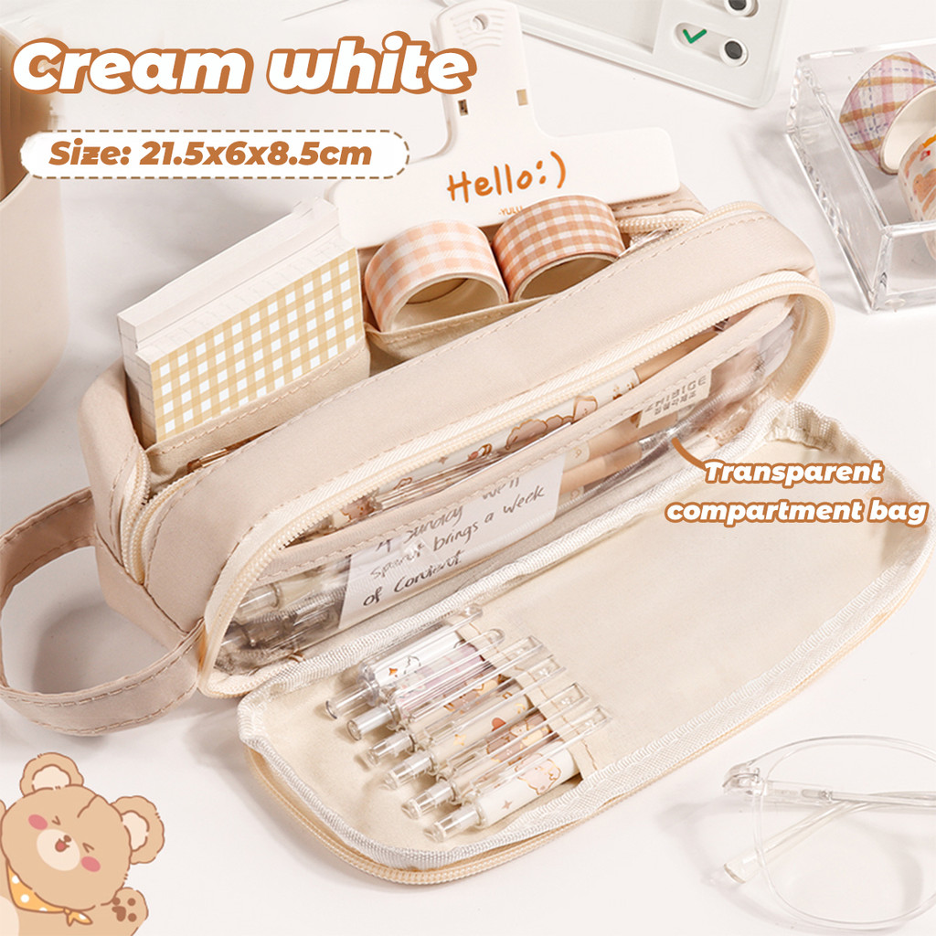 

INS Pencil Case Transparent Simple Large Capacity Waterproof Bag Korean Student Stationery Storage Box School Supply