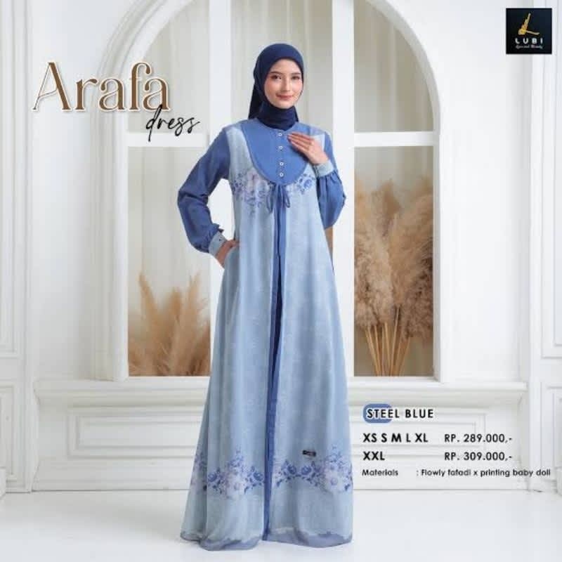LUBI GAMIS DEWASA ARAFA DRESS STEEL BLUE