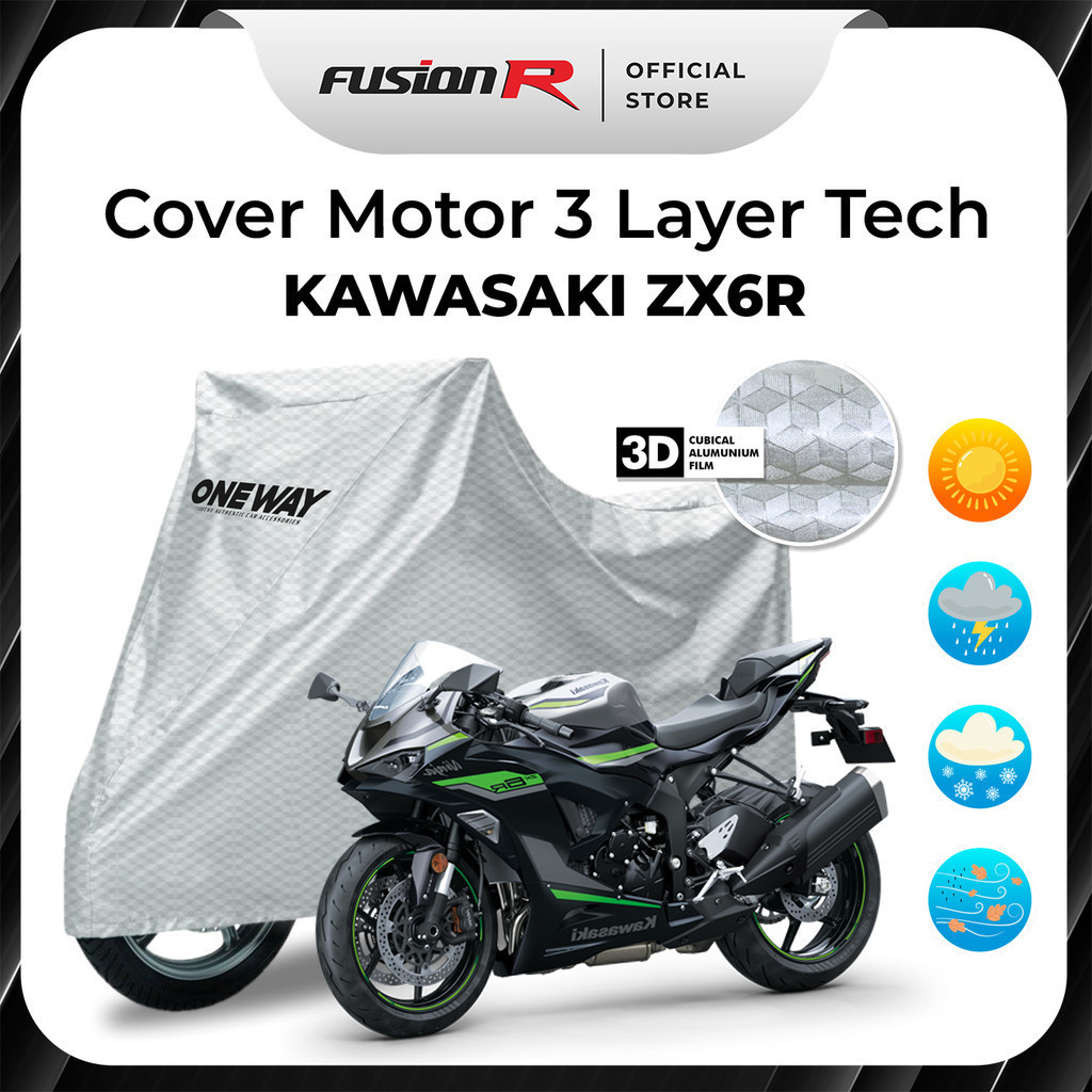 [TERBARU] Cover Sarung Penutup Motor KAWASAKI ZX 6R 3 Layer OneWay Waterproof Pelindung Motor Anti A
