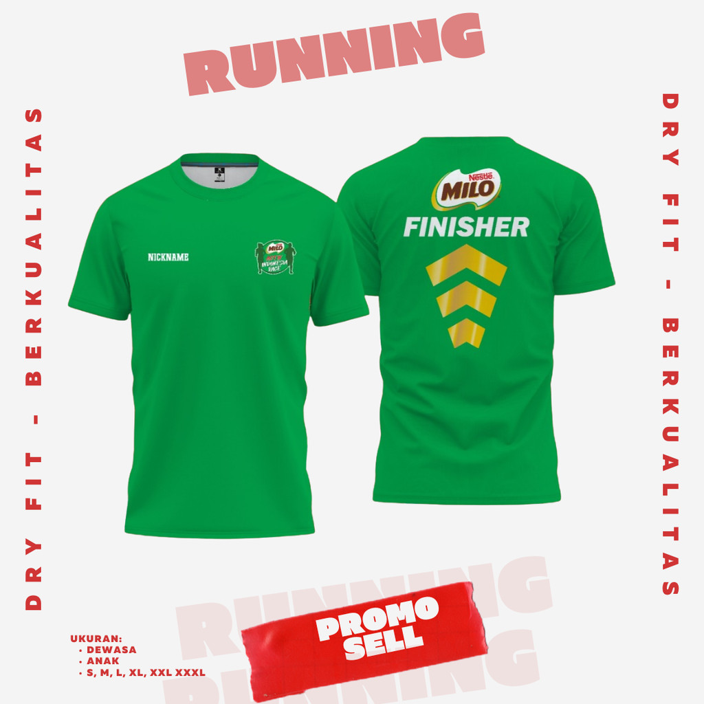 Jersey Lari Milo Active Run 2025 - Baju Running Dryfit Full Print | Gratis Custom Desain (Unisex)