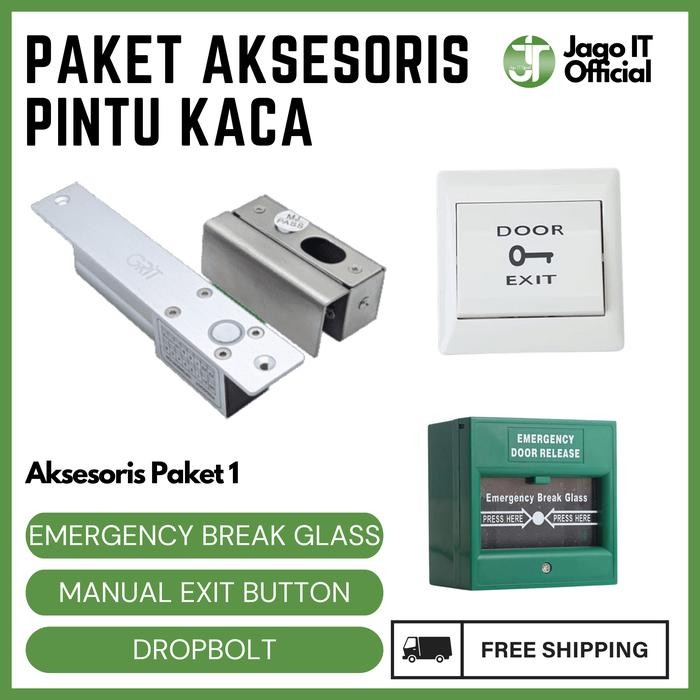 

Paket Aksesoris Akses Kontrol Pintu Kaca Freamless Dropbolt|Exitbutton - Varian 1 Sale