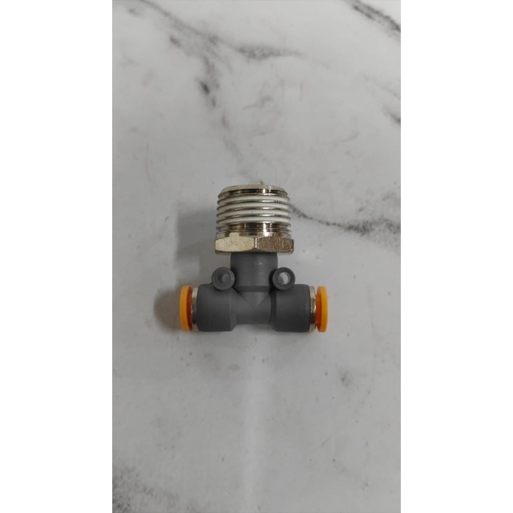 Nepel Angin Fitting Pneumatic Tee T Cabang 3 6mm Drat 1/2 Inci