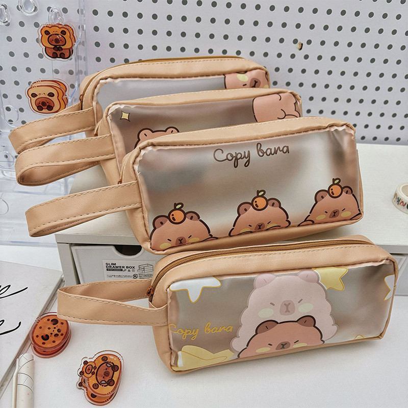 

1Pcs Large Capacity Creative Capybara Pencil Case Cute Cartoon Pen Bag Kawaii Fashion Capybara Stationery Bag School Supplies