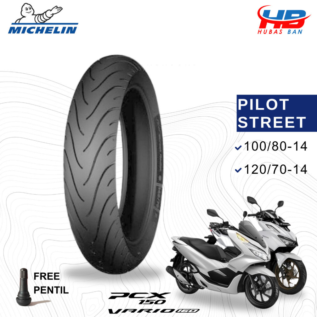Ban motor PCX 150 Vario 160 Michelin Pilot Street Ring 14 Depan Belakang 100/80 120/70 Tubles