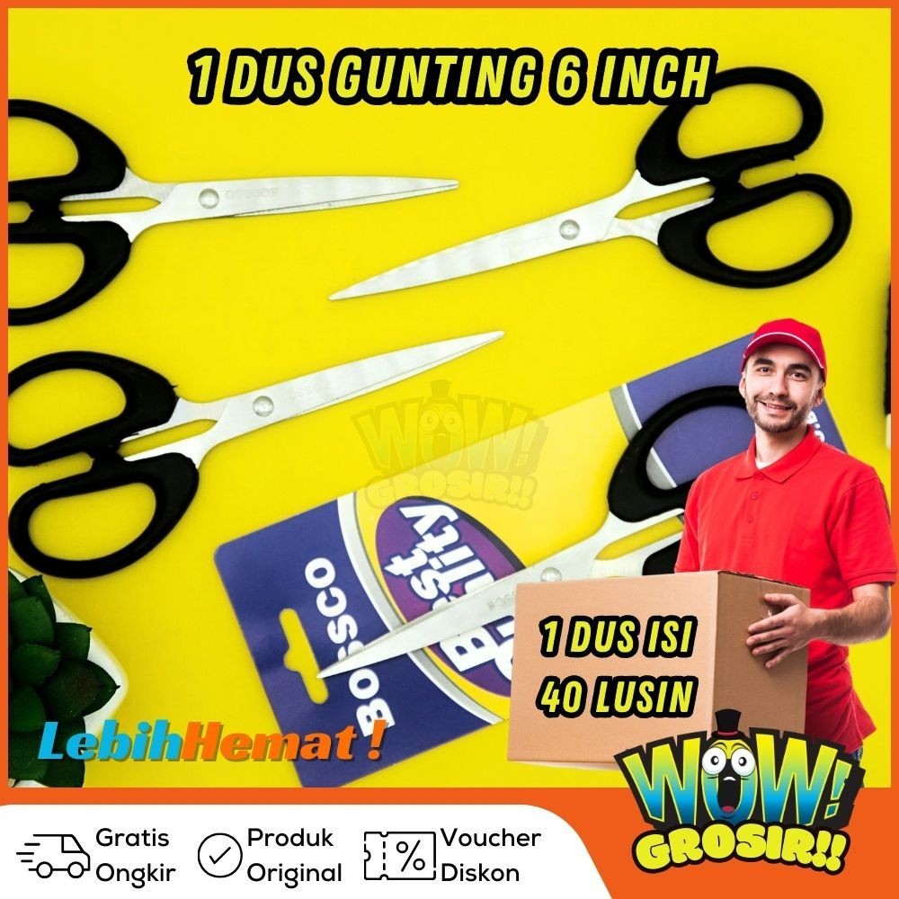

WOWGROSIR Grosir 1 Dus isi 360 Pcs Gunting Scissors BOSSCO (6 Inch) BC-816