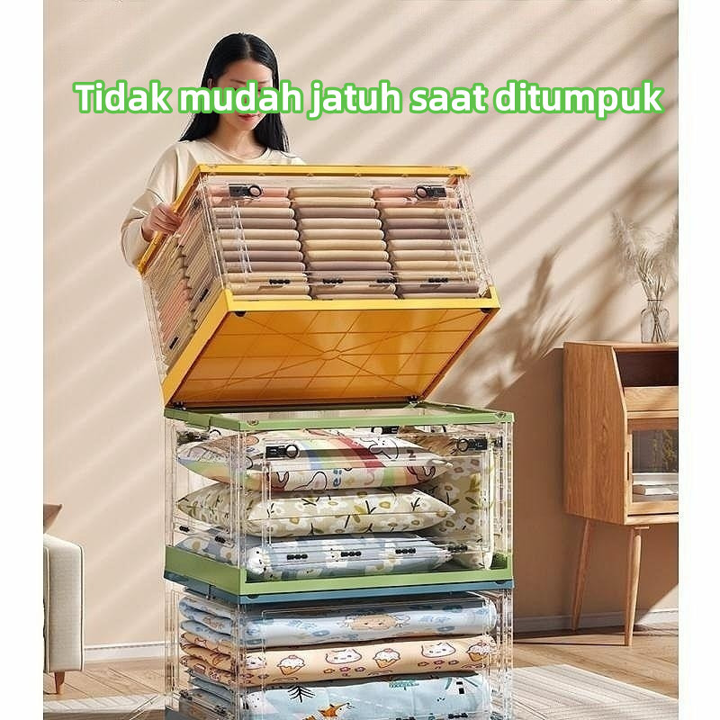 Storage Box Lipat  Transparan kotak plastik kotak penyimpanan plastik Kapasitas ekstra besar kontain