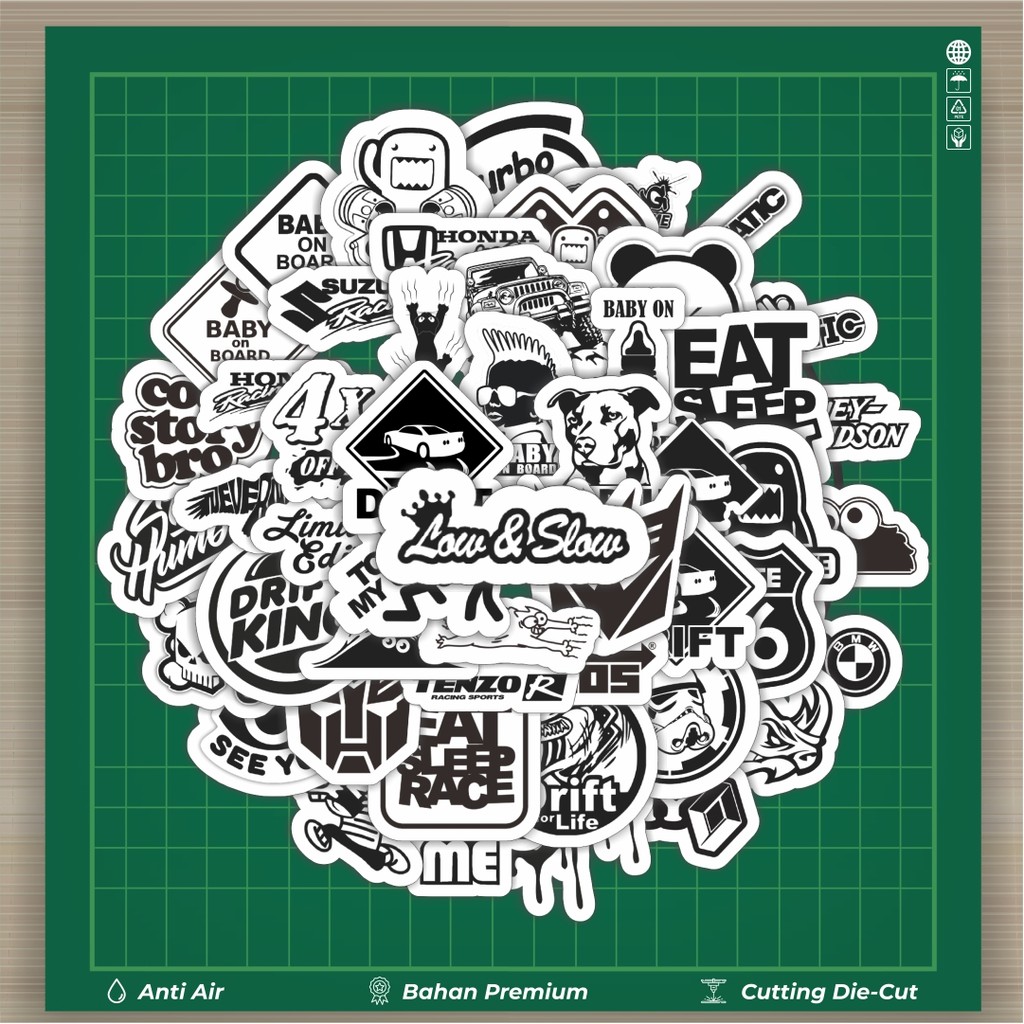 

HOT 50 PCS STIKER Stiker Aesthetic Black And White Brand Distro Versi 10 Stiker Fashion Cars Decal Dingin Kartu Album Custom Vinyl Anti Air- Sticker Aesthetic Buku Journal Koper Casing HP Tablet Laptop Helm Motor Botol Minum